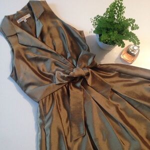 Evan Picone Gold Satin Midi Dress